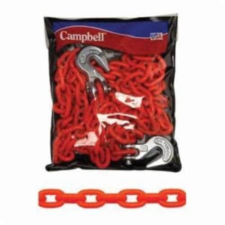 High Test Tow Chain,43 Grade,516 In Trade,12 Ft Length,3900 Lb Load,HiViz Orange Finish,0231912